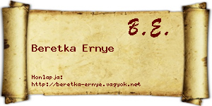 Beretka Ernye névjegykártya